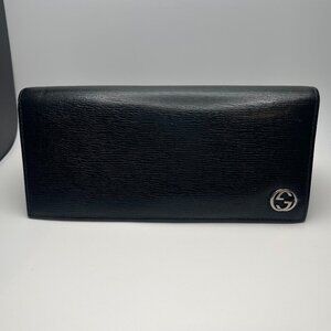 Gucci Calfskin Interlocking G Continental Wallet Black - Preowned